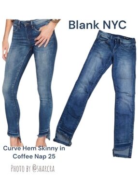 Blank NYC Women's Intro Curve Hem Skinny Jeans 29N-1010 fray split cuff denim 25
